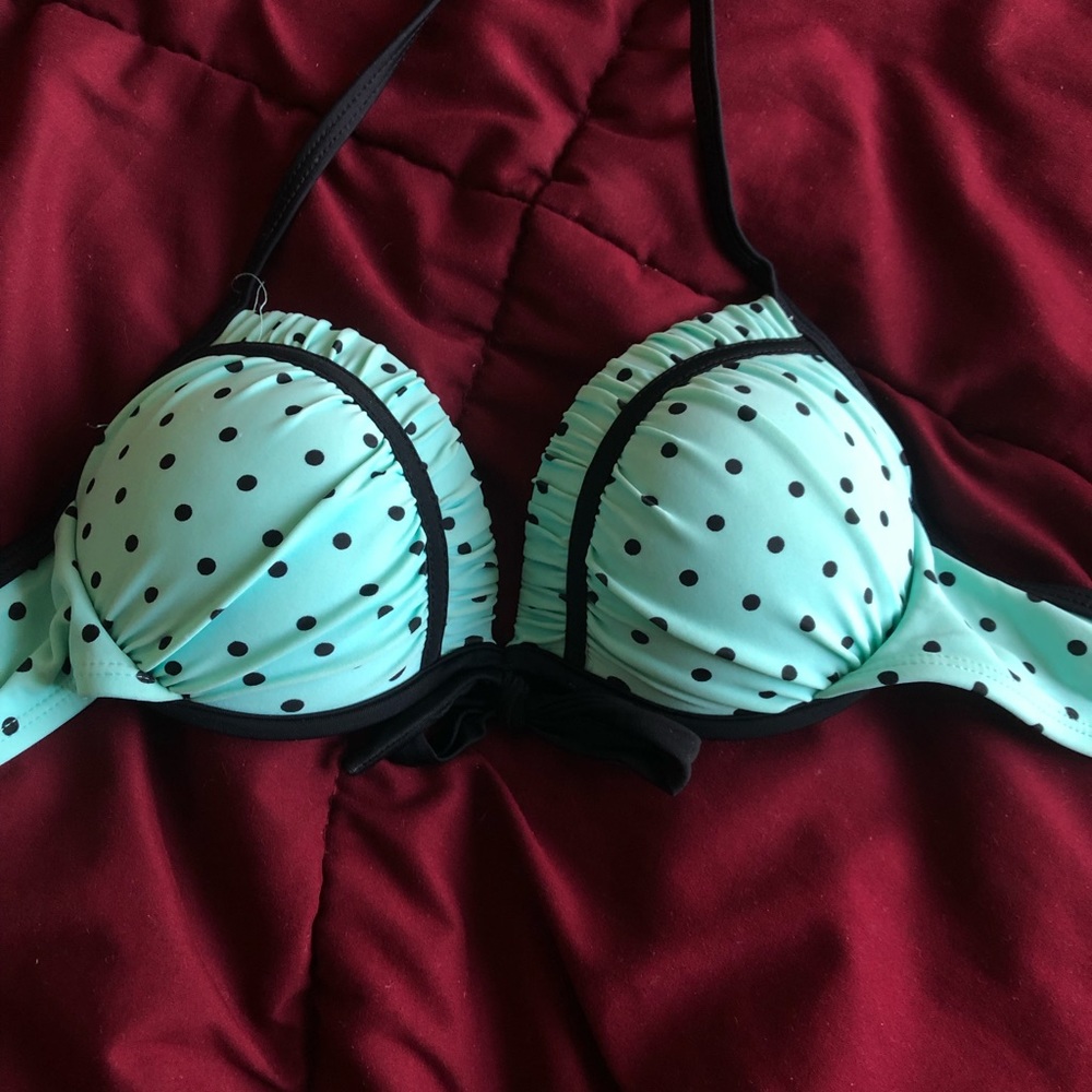 Polkadot Blue and Black Bathing Suit Top